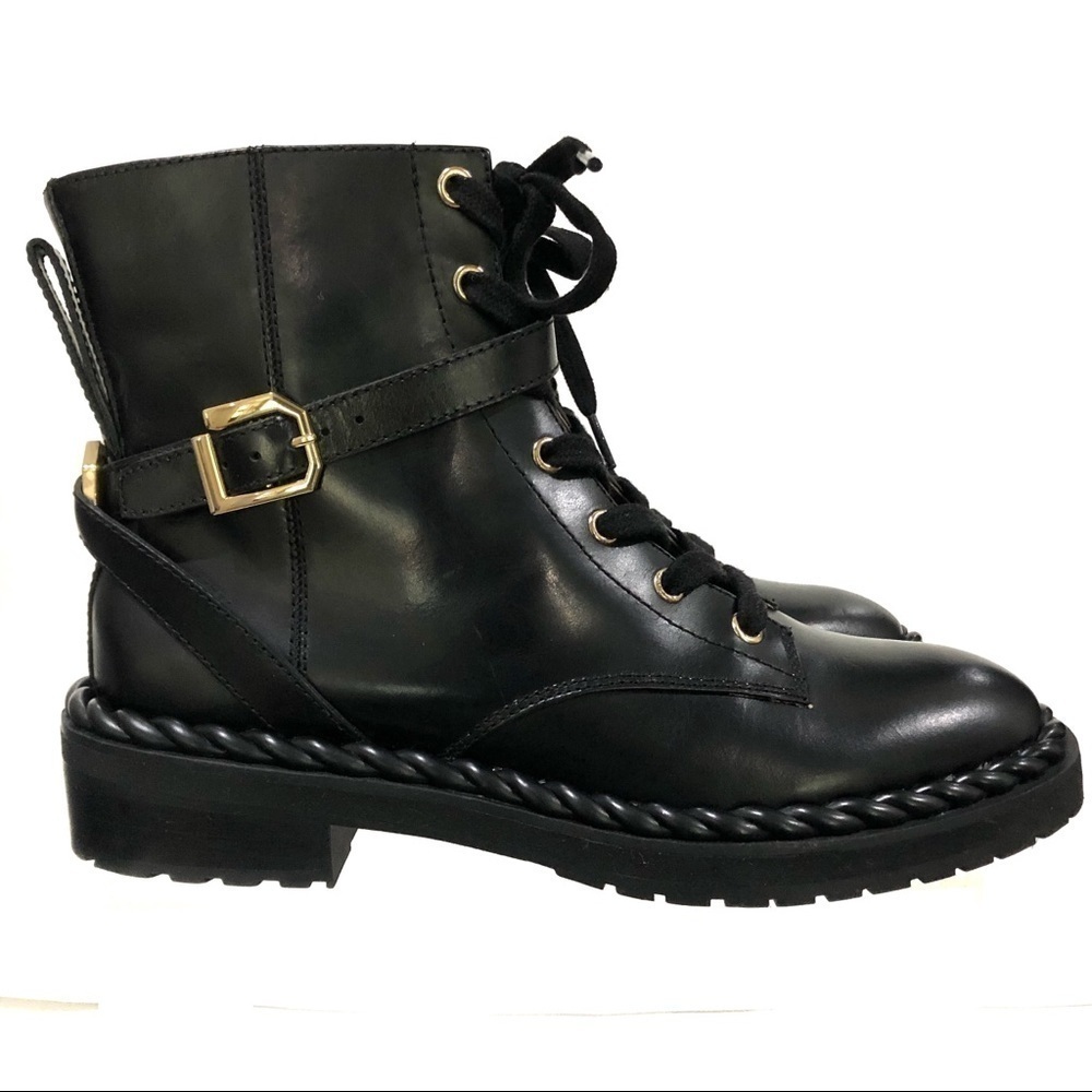 LOUISE ET CIE Sabri Moto Combat Braided Rope Zippered Design Boots - Sz 8